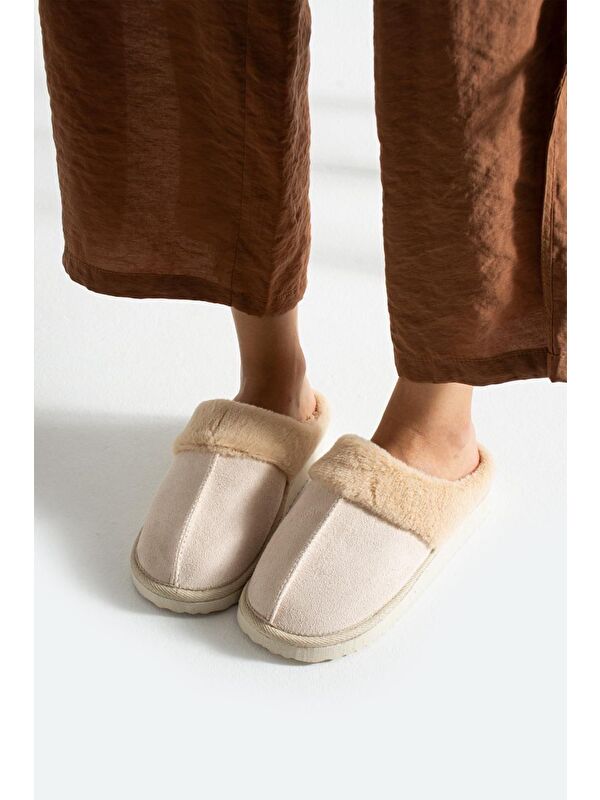 Sagu Kadın Ev Terliği Pelüş Ev Terliği Ses Yapmaz Taban Sıcak Kürklü Terlik - Görsel 4