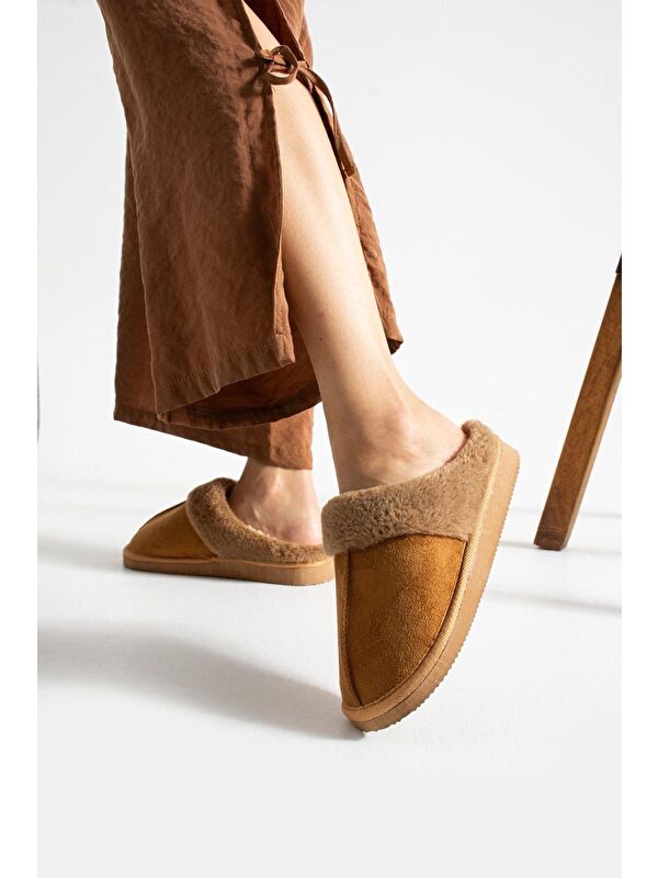 Sagu Kadın Ev Terliği Pelüş Ev Terliği Ses Yapmaz Taban Sıcak Kürklü Terlik - Görsel 3