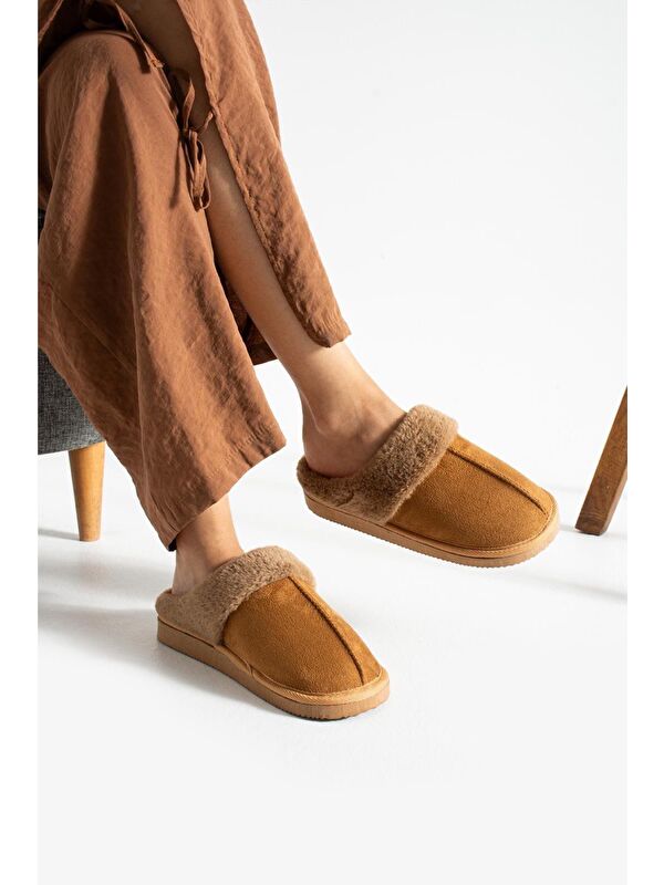 Sagu Kadın Ev Terliği Pelüş Ev Terliği Ses Yapmaz Taban Sıcak Kürklü Terlik - Görsel 4