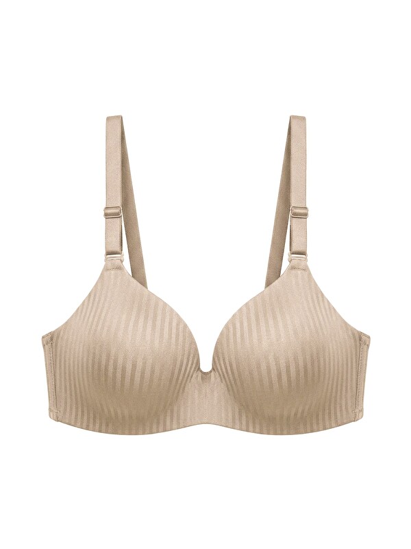 Cottonhill Seamless Bra - Rivelle | Ten Mikro Çizgi Desenli Balensiz Günlük Kadın Sütyen