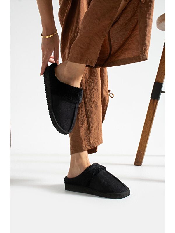 Sagu Kadın Ev Terliği Pelüş Ev Terliği Ses Yapmaz Taban Sıcak Kürklü Terlik - Görsel 3