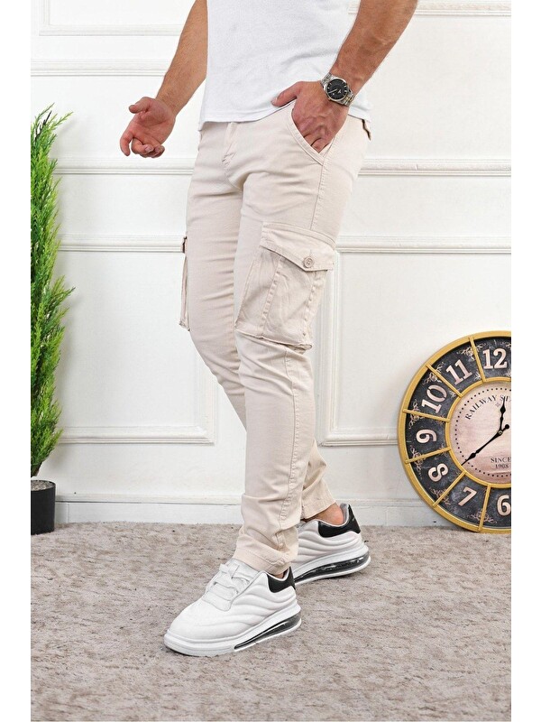 Tarz Cool Erkek Slim Fit Kargo Cepli Pantolon