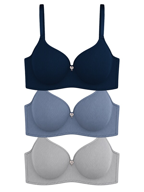 Cottonhill Seamless Bra - Renoa | Rib Dokulu Balensiz Doğal Form Straplez Kadın Sütyen 3'Lü Paket