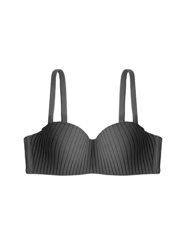 Cottonhill Seamless Bra - Striva | Siyah Mikro Çizgi Desenli Balenli Toparlayıcı Kadın Sütyen