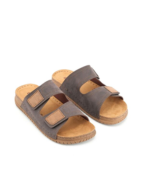 Erkek Yazlık Tasarım Çift Cırtlı Ayarlanabilir Suni Deri Rahat Taban Günlük Terlik - Görsel 4