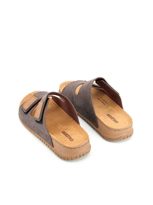 Erkek Yazlık Tasarım Çift Cırtlı Ayarlanabilir Suni Deri Rahat Taban Günlük Terlik - Görsel 5