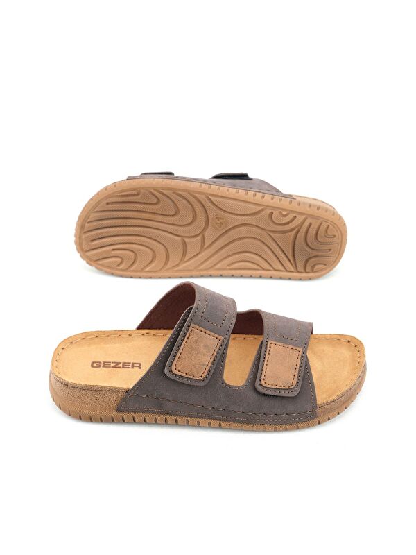 Erkek Yazlık Tasarım Çift Cırtlı Ayarlanabilir Suni Deri Rahat Taban Günlük Terlik - Görsel 6