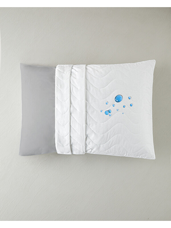 English Home Napline Pamuklu Kapitoneli Sıvı Geçirmez Alez Yastık Kılıfı 50x70 cm Beyaz
