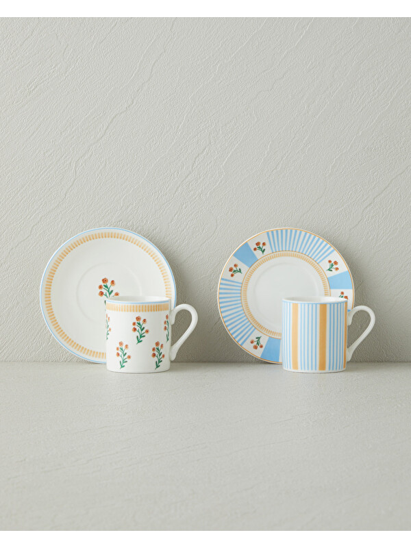 English Home Lumina New Bone China 4 Parça 2 Kişilik Kahve Fincan Takımı 80 ml Sarı