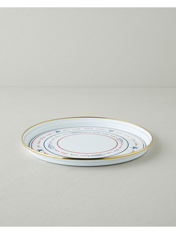 English Home Seaside Emaye Tepsi 31 cm Beyaz - Mavi