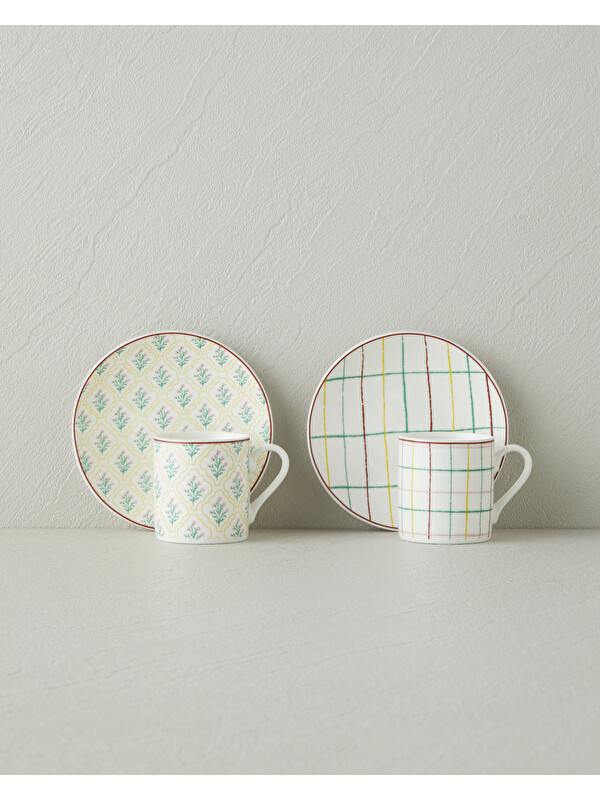 English Home Neva New Bone China 4 Parça 2 Kişilik Kahve Fincan Takımı 80 ml Renkli