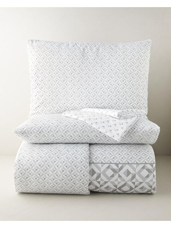 English Home Symetra Kolay Ütülenir Çarşaflı Çift Kişilik Nevresim Takımı 200x220 cm Gri