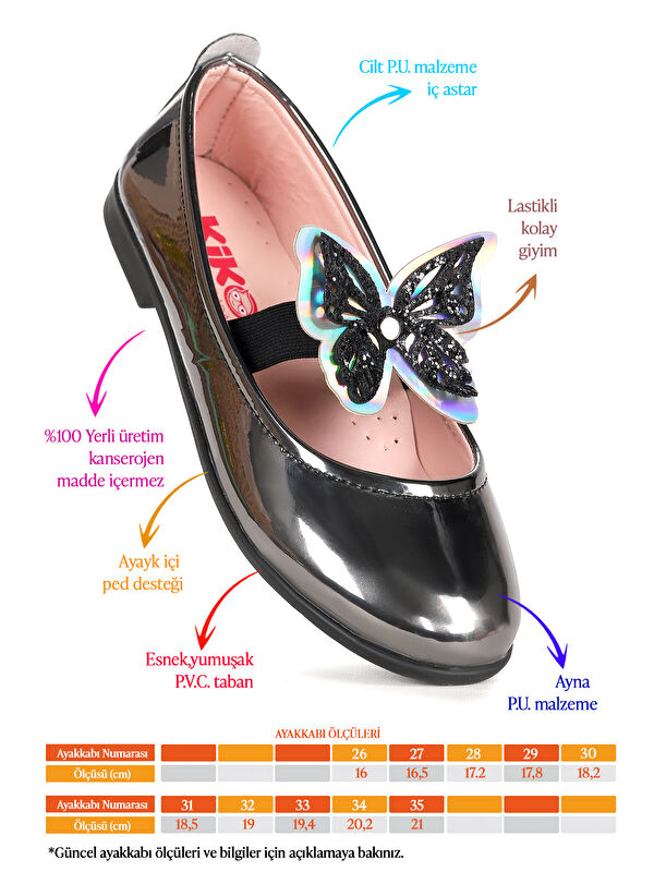 Menz Ayna Kelebek Lastikli Kız Çocuk Babet Ayakkabı - Görsel 3