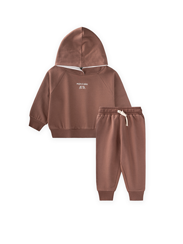 CİGİT Kapüşonlu Sweatshirt Takım 1-5 Yaş A.Kahve