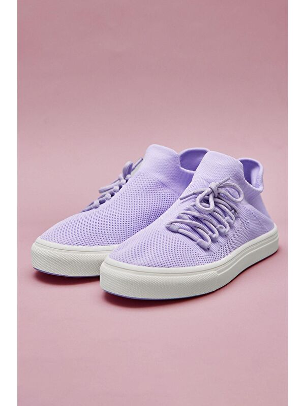 Bağcıklı Kadın Ayakkabı Lila - Görsel 4