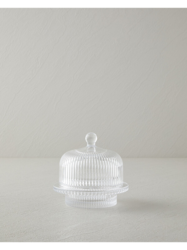 English Home Sweet Lines Cam Şekerlik 11,5x7,5x11,5 cm Şeffaf
