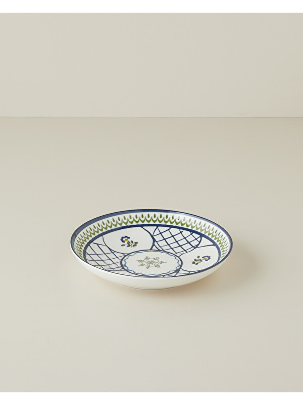 English Home Talavera Vine Porselen Çukur Tabak 21 cm Beyaz - Lacivert