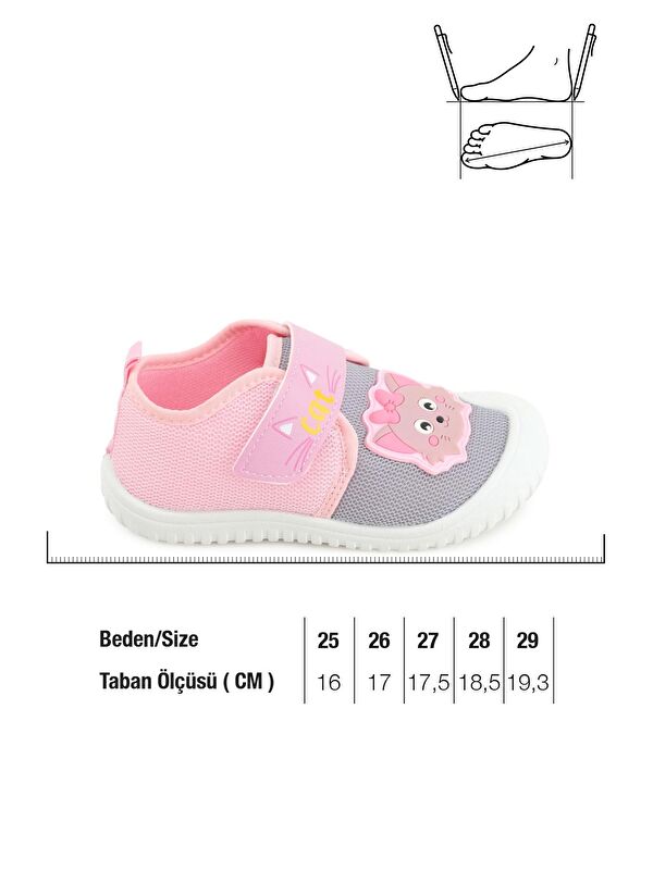 Yazlık Kız Çocuk Rahat Taban Cırt Cırtlı Ayarlanabilir Keten Günlük Ayakkabı - Görsel 3
