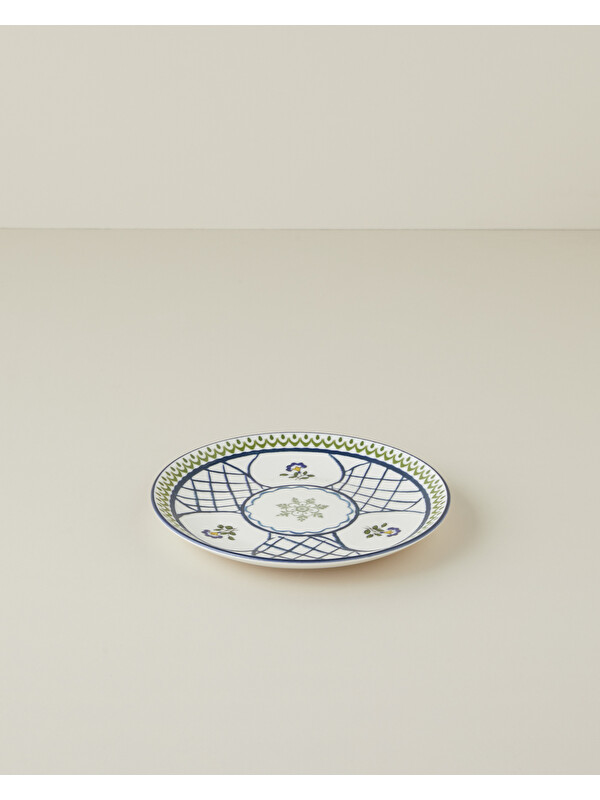 English Home Talavera Garden Porselen Pasta Tabağı 21 cm Beyaz - Lacivert