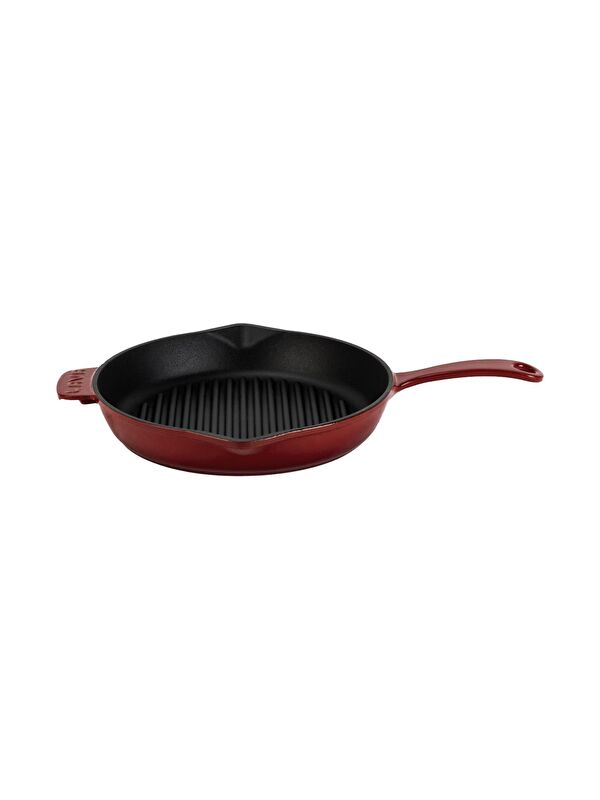 LAVA Yuvarlak Izgara Tava Döküm Demir Yekpare Saplı Çap(Ø)28cm.