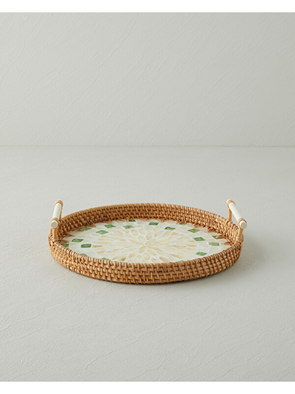 English Home Celina Rattan Tepsi 28 cm Kahverengi