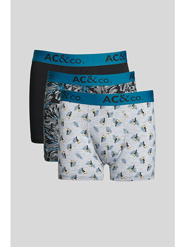 AC&Co / Altınyıldız Classics Erkek Siyah-Yeşil 3'lü Boxer Paketi