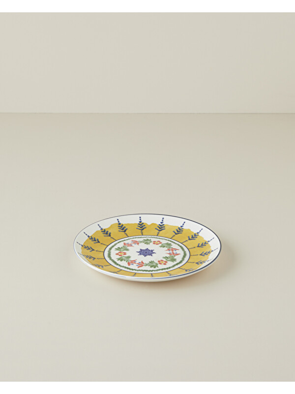 English Home Talavera Glow Porselen Pasta Tabağı 21 cm Beyaz - Lacivert