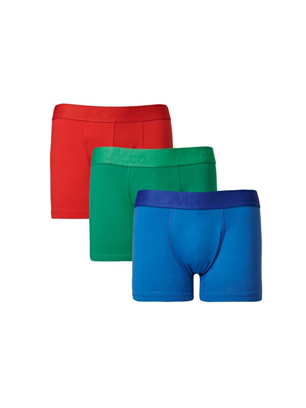 AC&Co / Altınyıldız Classics Erkek Saks-Kırmızı 3lü Boxer Paketi