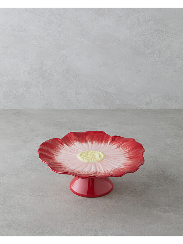 English Home Flowerella Dolomite Kek Standı 26 cm Kırmızı-Pembe