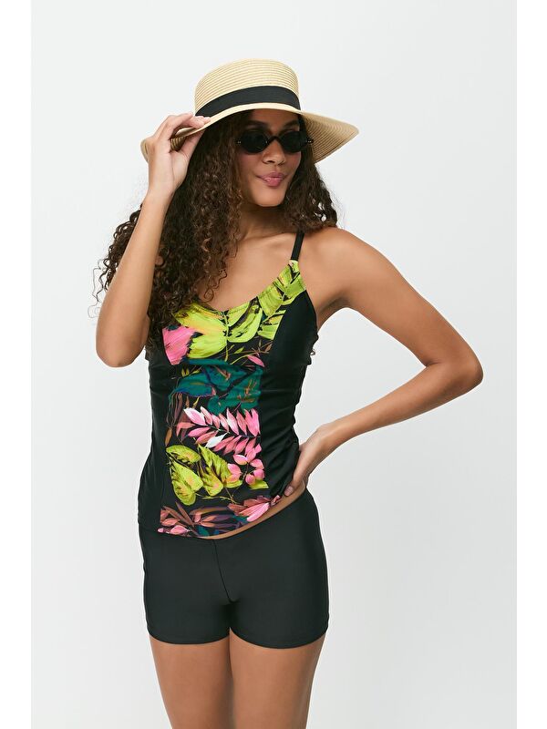 C&City Şortlu Tankini 7749 Siyah/Çok Renkli