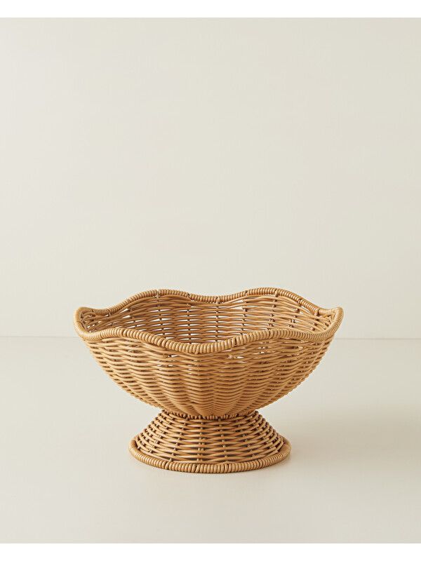 English Home Veroana Plastik Rattan Sunumluk 25x14 cm Kahverengi