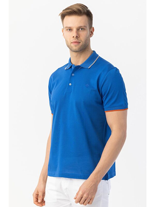 Sabri Özel Giotelli Saks Slim Fit %100 Pamuk Düğmeli Polo Yaka Erkek Tişört