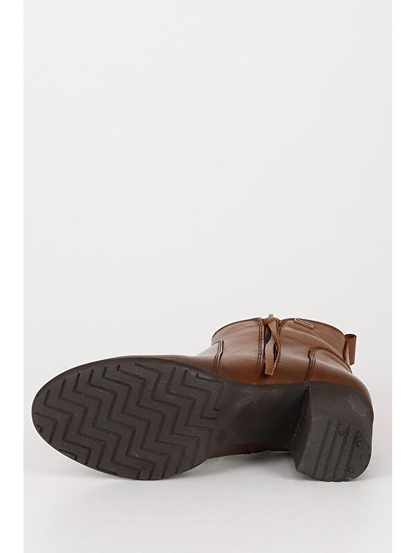 TABA Hakiki Deri Yuvarlak Burun Topuklu Kauçuk Taban Fermuarlı Püsküllü Kadın Günlük Bot 10406 - Görsel 8