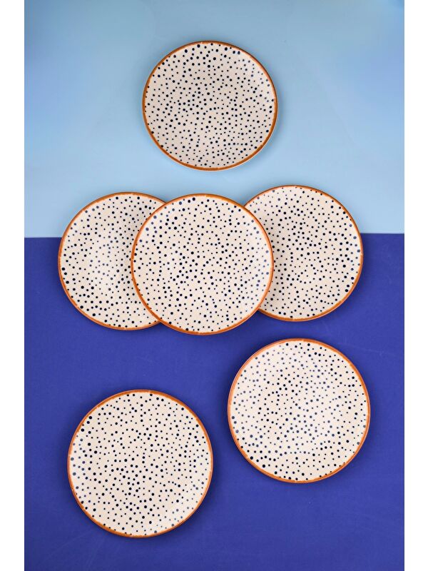 TABAK EVİ Porselen Spotty Pasta Tabağı 19,50cm SP1 6 Kişilik 6 Parça