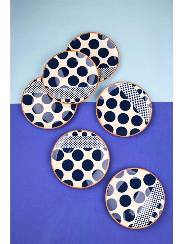 TABAK EVİ Porselen Spotty Pasta Tabağı 19,50cm SP2 6 Kişilik 6 Parça