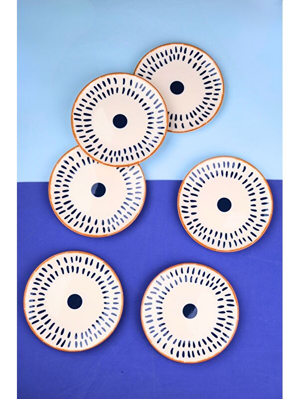 TABAK EVİ Porselen Spotty Pasta Tabağı 19,50cm SP3 6 Kişilik 6 Parça