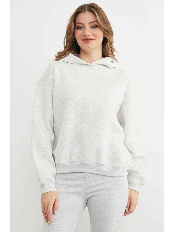 Fullamoda 3 İplik Kapüşonlu Oversize Sweatshirt