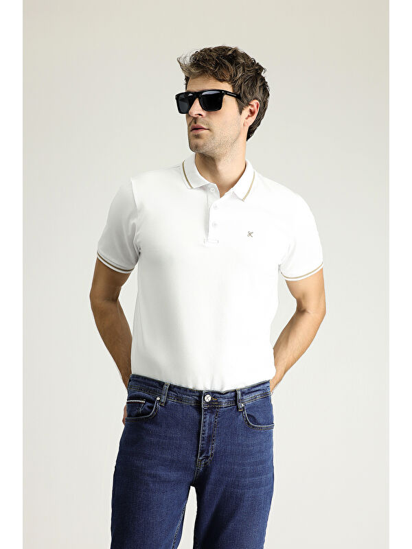 Kiğılı Polo Yaka Slim Fit Dar Kesim Nakışlı Süprem Pamuklu Büyük Beden Tişört
