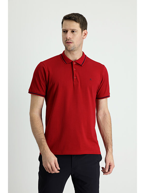 Kiğılı Polo Yaka Slim Fit Dar Kesim Nakışlı Süprem Pamuklu Büyük Beden Tişört