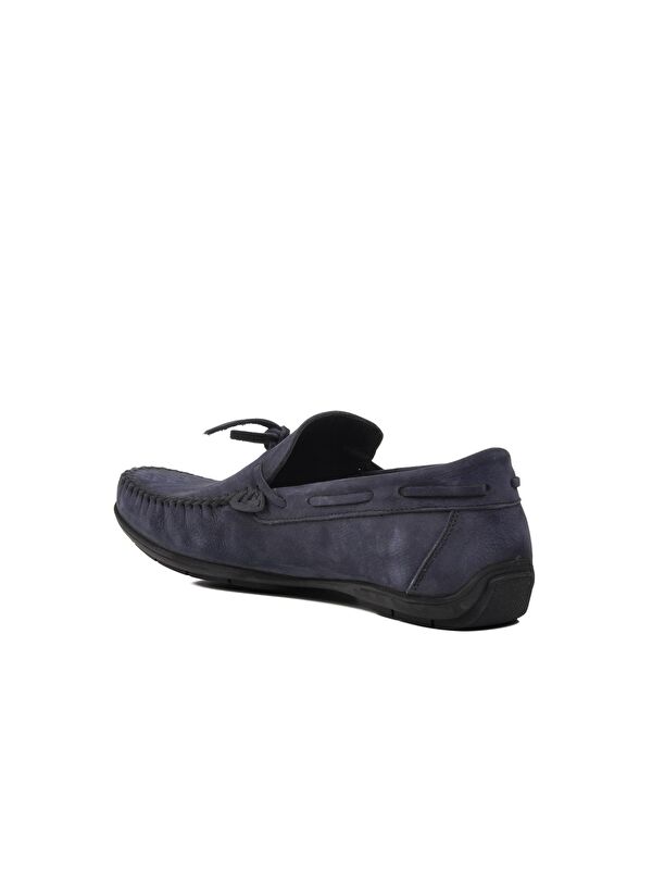 Lacivert Nubuk Hakiki Deri Erkek Loafer Ayakkabı D7217 - Görsel 5
