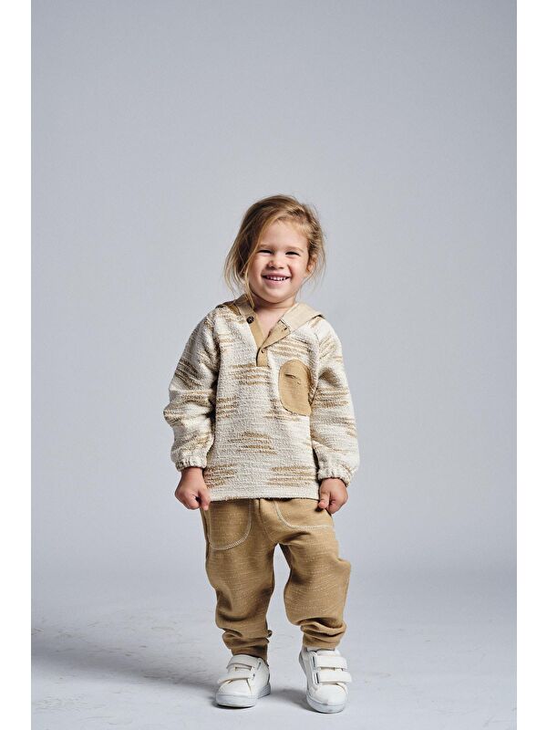 Miababy Unisex Etnik Desen Kapüşonlu 2'li Takım