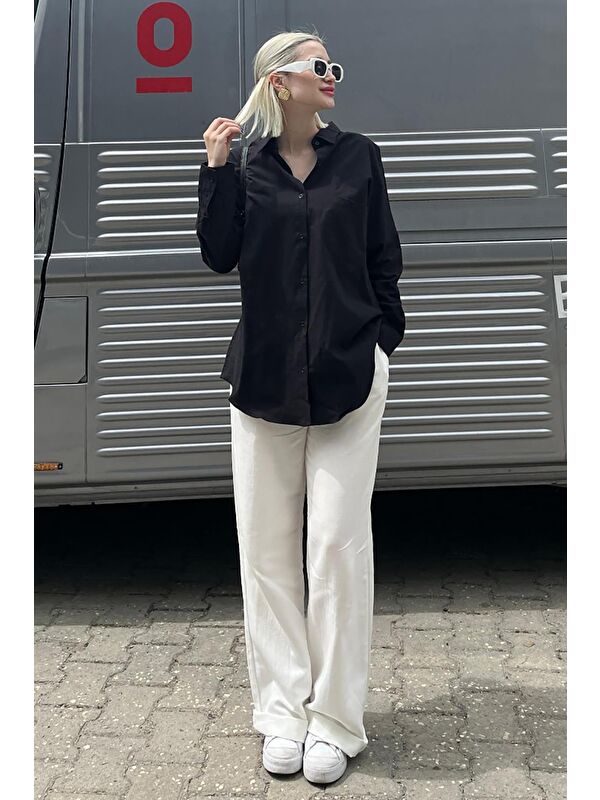 Madmext Siyah Oversize Gömlek Mg1369