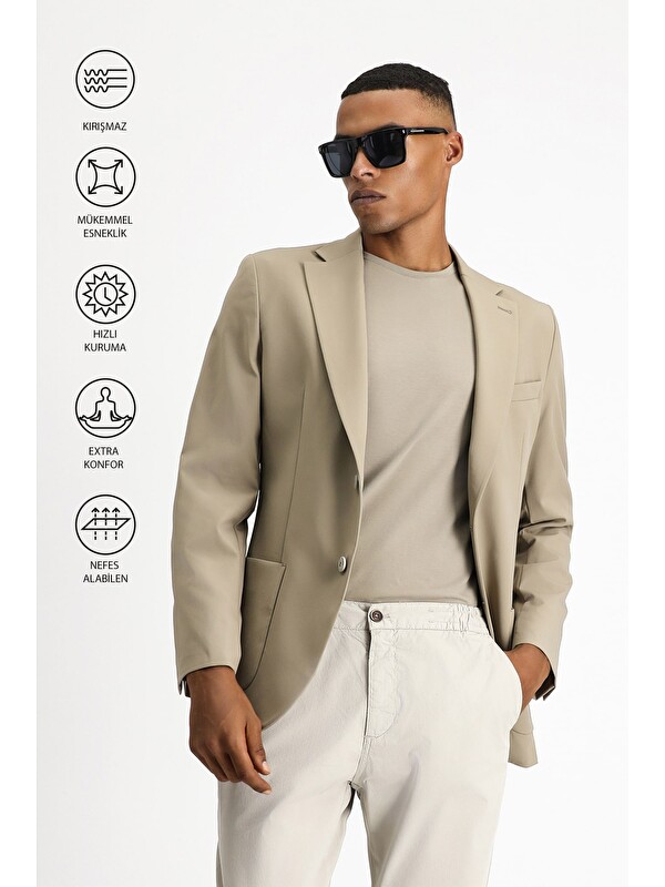 Kiğılı Techno-Line  Dar Kesim Elastanlı Blazer Ceket