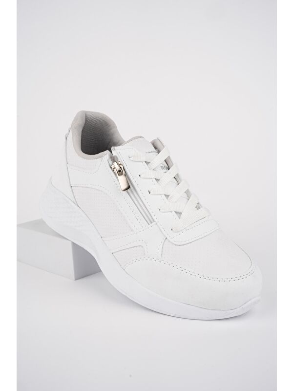 ASİA Kadın Ortopedik Günlük Bağcıklı Yandan Fermuarlı Rahat Sneaker Spor Ayakkabı - Görsel 5