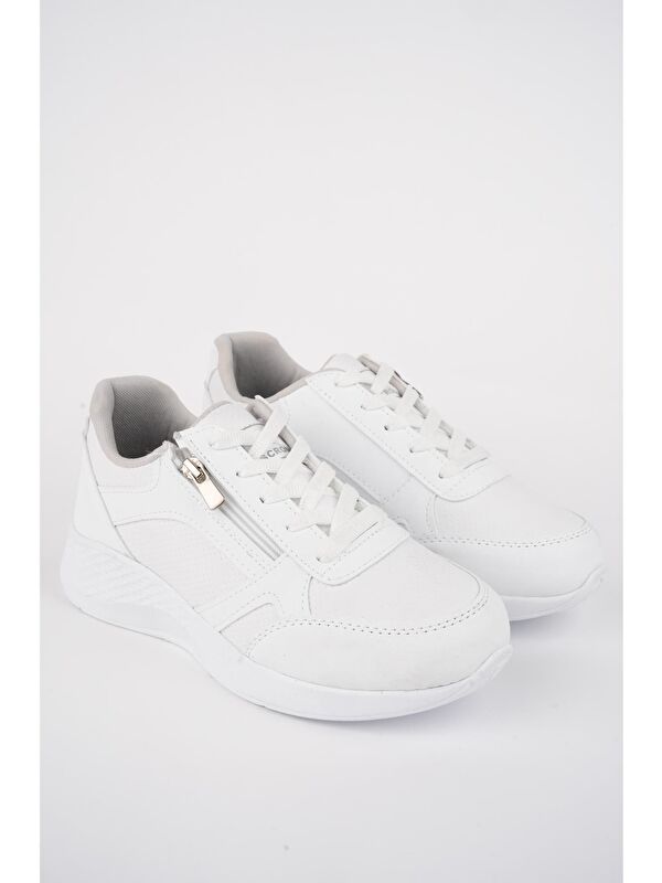 ASİA Kadın Ortopedik Günlük Bağcıklı Yandan Fermuarlı Rahat Sneaker Spor Ayakkabı - Görsel 6