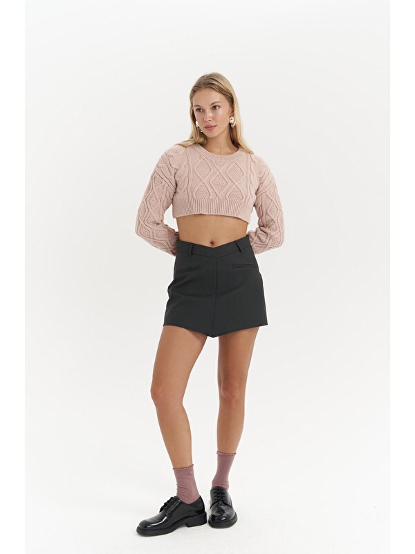 Mai Collection Triana Koyu Antrasit Mini Etek