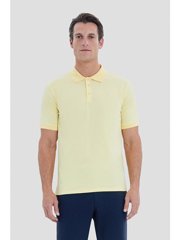 Sabri Özel Sarı Regular Fit Basic Polo Yaka Erkek Tişört