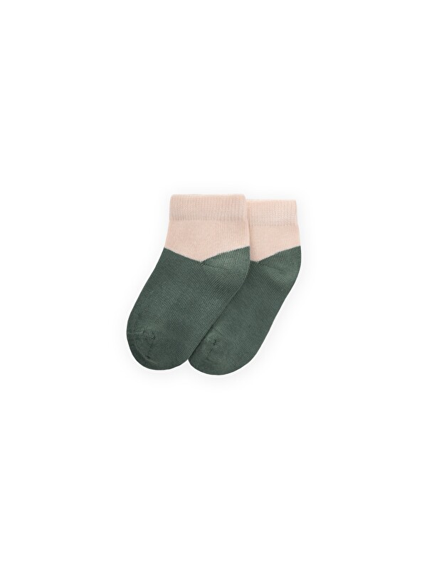 CİGİT İki Renkli Bebe Soket 0-4 Yaş Haki Yeşil
