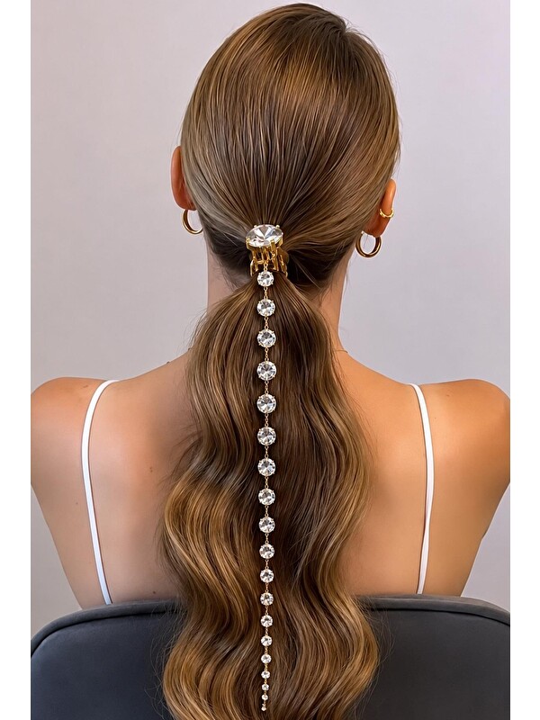 New Obsessions Kristal Sarkıt Model Taraklı Gümüş Kaplama Saç Aksesuarı