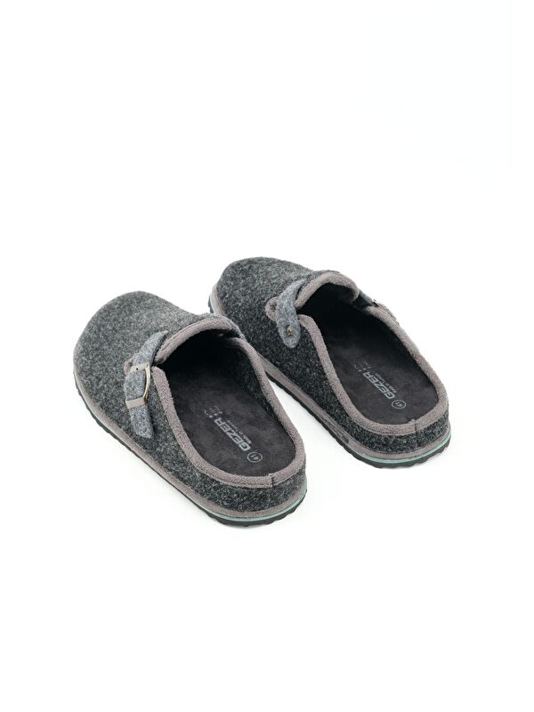 Kışlık Erkek Fashion Tokalı Ayarlanabilir Keçe Ev Bahçe Terlik - Görsel 5